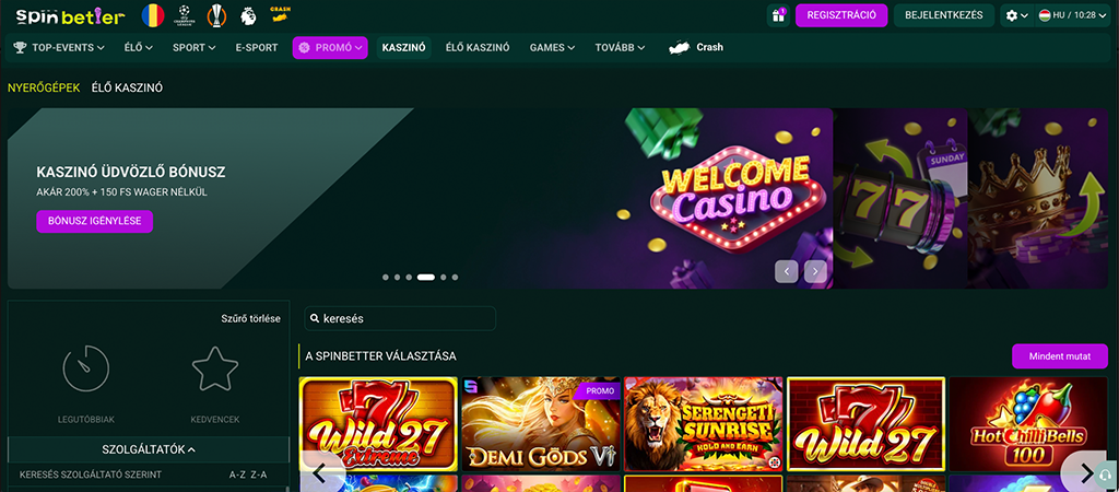Spinbetter Casino, online kaszinó, üdvözlő bónusz