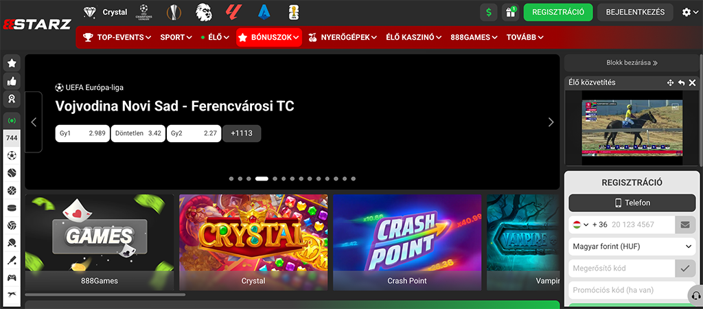 888STARZ 2026, online kaszinó, bónuszlehetőségek