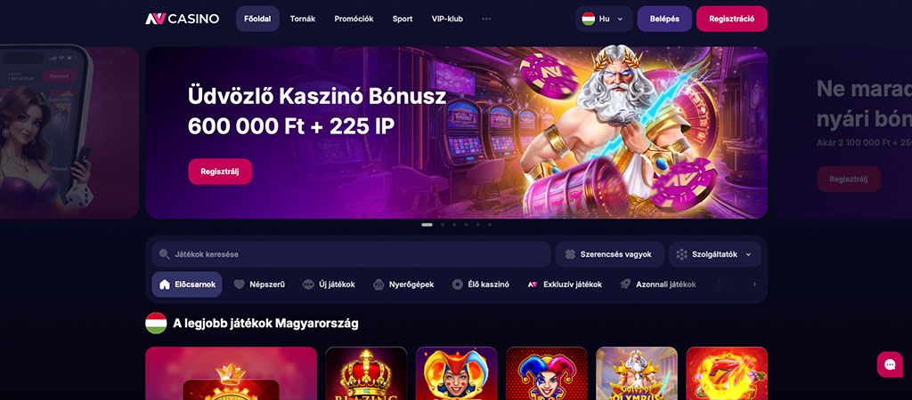 üdvözlő bónusz, ingyen pörgetés, regisztráció, Zeus, nyerőgépek, online kaszinó, játékkereső, magyar játékok, NV Casino
