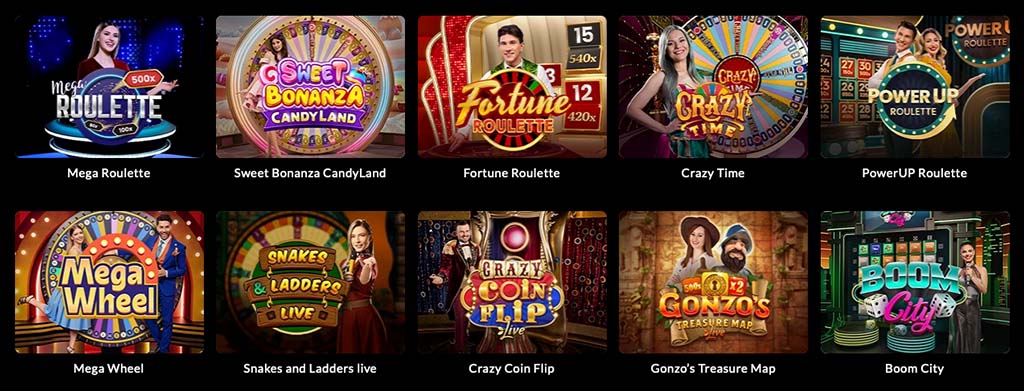 Luckera élő kaszinó, élő osztó, kaszinó játékok, Mega Roulette, Sweet Bonanza Candyland, PowerUp Roulette, Mega Wheel